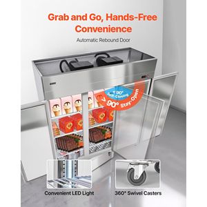 Congelador Vertical Comercial de Tres Puertas y 71.65 Pulgadas de Ancho, 50.2 Pies Cúbicos, Descongelación Automática, 12 Estantes Ajustables - Product Image 5