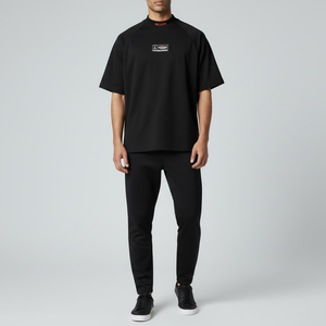 Camiseta Negra de Alta Calidad, 160 g/m², 100% Algodón, Bordado Personalizado, Talla Grande, Unisex, Estilo Urbano, 100% Algodón Peinado, Camiseta de Verano - Product Image 3