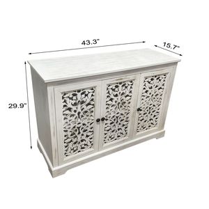 Mobiletto Vintage con 3 Ante Intagliate, Credenza per Cucina, Sala da Pranzo, Soggiorno, Buffet e Consolle - Product Image 6