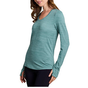 Haut de yoga confortable et respirant pour femme, à manches longues, col rond, poignets extensibles, séchage rapide, idéal pour le fitness - Product Image 5