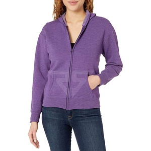Precio al por mayor personalizado OEM rojo liso de punto mujeres sudaderas con capucha ropa de gimnasio cremallera completa mujeres sudaderas con capucha - Product Image 1