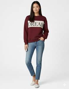 Sudadera Oversize de Algodón Tejido para Mujer, Cuello Redondo, Manga Larga, Hombro Caído, Azul, Estilo Casual de Otoño - Product Image 4