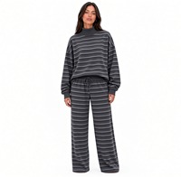 Ensemble décontracté tendance pour femme : Sweat-shirt oversize à col montant et manches longues, pantalon à taille élastique douce – Idéal au quotidien