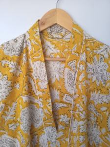 Kimono Artesanal con Estampado a Bloque, 100% Algodón, Ropa de Dormir Larga, Fabricante Mayorista, Manga Larga, Bolsillos, Obra Maestra - Product Image 6