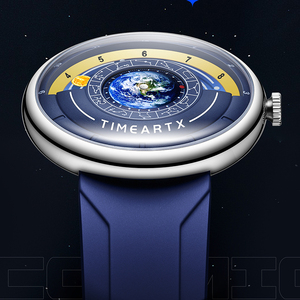 Montre à quartz <span class=keywords><strong>de</strong></span> luxe pour homme TIMEARTX, forme asymétrique avec rotation <span class=keywords><strong>de</strong></span> l'axe terrestre par heure, verre HD poreux, style professionnel - Product Image 3