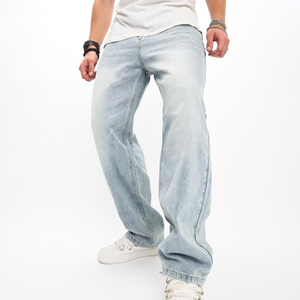 Vaqueros de pierna ancha para hombre, pantalones de mezclilla de corte recto y holgado, y pantalones casuales utilitarios para ropa urbana y uso diario - Product Image 6