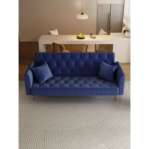 Divano Convertibile da 71 Pollici in Velluto Blu Stile Americano Retrò per Piccoli Soggiorni, Camere da Letto o Uffici - Product Image 2