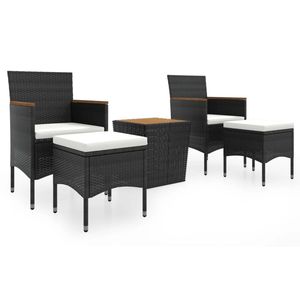 Conjunto de Bistro de Jardín de 5 Piezas en Poliratán Negro Resistente - Product Image 2