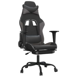 เก้าอี้เล่นเกมสีดำและสีเทาพร้อมวัสดุพลาสติกไม้อัดโลหะหนังเทียม - Product Image 2