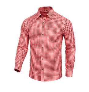 <b>Men</b>’s <b>Red</b> Bavarian Oktoberfest Trachten <b>Shirt</b> Cotton Long Sleeve Party Outfit S to 4XL - Product Image 1