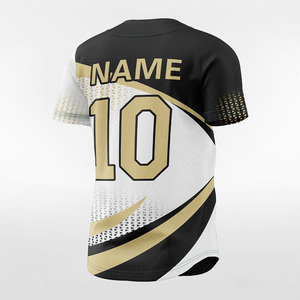 Créez votre propre maillot de baseball personnalisé sublimé, respirant, à manches courtes, blanc, noir et or, pour les jeunes. - Product Image 4