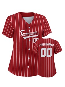 Women's Custom Team Baseball Jersey Heat-Transfer Printed 100% Polyester Short Sleeve <b>Button</b> Front Sports Top - Product Image 3