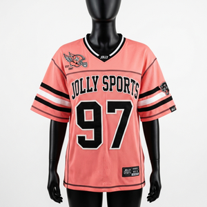 Camiseta de Fútbol Femenina, 180 GSM, Malla Transpirable Suave, Rosa y Negra con Franjas en Contraste en las Mangas, Logotipo Personalizado, Tackle Twill - Product Image 1