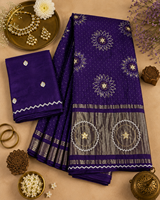 Saree Sutra Ungu India CHOHAN TEXTILE Bordir Emas Rumit Vintage Panjang Menyentuh Lantai Bebas Kerut untuk Pesta Pernikahan Pengantin