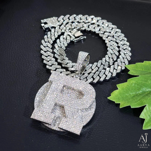 Pendentif lettre de luxe en strass taille princesse argenté, pièce de bijouterie pour collier, cadeau personnalisé - Product Image 2