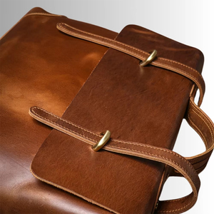 Porte-documents classique en cuir véritable pour homme, sac rigide d'affaires avec fermeture à rabat, design durable, sacs de bureau - Product Image 4