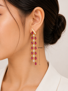 Boucles d'oreilles pendantes en argent sterling 925 plaqué or 18 carats avec pierres de zirconium cubique en forme de poire pour femme, cadeau d'anniversaire - Product Image 4