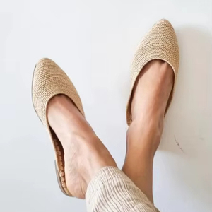 Raffia <b>Slides</b>, Handmade Moroccan shoes, Raffia Women babouch, Flats - Product Image 1