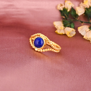 Natural <b>Lapis</b> <b>Lazuli</b> Gemstone Brass <b>Ring</b> Handmade Jewelry for Women - Product Image 2