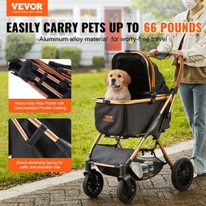 Passeggino per cani di piccole dimensioni di medie dimensioni passeggino per cuccioli a 4 ruote trasportino rimovibile cestino portaoggetti per animali domestici 66 libbre capacità di peso - Product Image 2