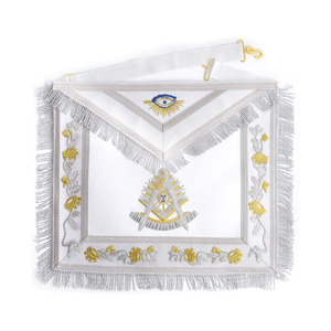 Premium <b>White</b> Leather Masonic <b>Apron</b> Silver Fringe Gold Bullion Supplier Past Master Blue Lodge <b>Apron</b> <b>White</b> Leather Premium Maker - Product Image 1
