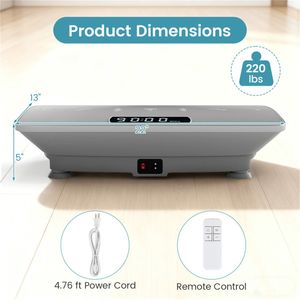 Plateforme vibrante grise pour exercices corporels complets, 10 vitesses réglables, télécommande, capacité de charge de 200 kg, avec fonction massage - Product Image 6
