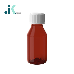 โรงงานเวียดนาม JK Packaging Solutions ขวดน้ำเชื่อม PET 100 มล. ทรงกลม ฝา CR สีเหลืองอำพัน เมืองโฮจิมินห์ พิมพ์ซิลค์สกรีน M0756 - Product Image 3