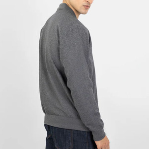 Blouson bomber gris pour homme à col montant, en polyester tricoté, coupe droite, style pull, couleur unie, idéal pour l'automne - Product Image 2