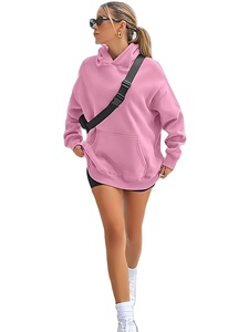 Sudadera con capucha Rosa Cómoda Rosa Mujer Sudadera con capucha informal Manga larga Bolsillo de canguro Ajuste suelto Color sólido Estilo Jersey Ropa diaria - Product Image 3