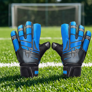 Low MOQ Blue Goalkeeper <b>Gloves</b> Front Palm German Latex Sillicon Inject Negative Cut Finger Protection Soccer <b>Gloves</b> - Product Image 2