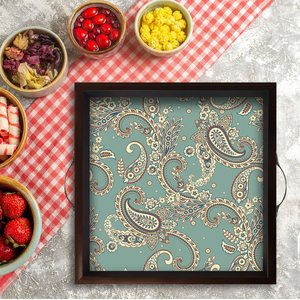 Leading Design Metallic Handle Tray Square Wooden Serving Tray Mango Wooden <b>Platter</b> Serving Decor Available At Best Price - Product Image 4