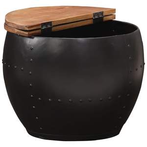 Tavolino da caffè multicolore in legno massello di recupero con struttura in acciaio, dimensioni 20,9x16,9 pollici - Product Image 3