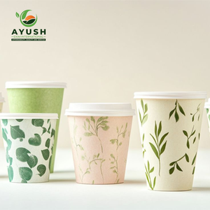 Vaso de café desechable sostenible de papel en varios tamaños con logotipo y marca personalizados para cafeterías con sistema de cero residuos - Product Image 2