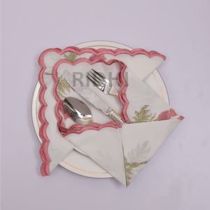 Serviettes de table en coton réutilisables Ridhi, imprimées à la main avec des motifs floraux, brodées, pour restaurant, hôtel, mariage - Product Image 1