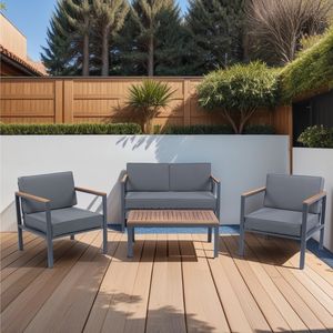 Muebles de Jardín Modernos de Primera Calidad, Juego de Sofás de Mimbre Sintético Resistente a la Intemperie de 4 Piezas, Lavable, Modelo Impermeable - Product Image 2