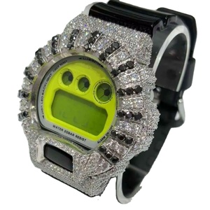 Nouveauté Montre Hip Hop Throne Case pour homme en acier inoxydable avec bracelet en cuir et diamants de laboratoire glacés Gshoc - Product Image 2