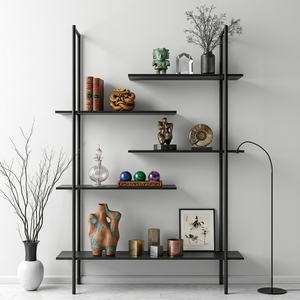 Industrial Black Metal Wall <b>Unit</b> - Modern <b>Floating</b> Bookshelf & Minimalist Display Rack for Urban Living - Product Image 1