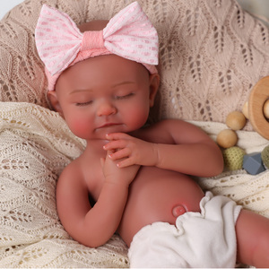 Muñecas Bebés <span class=keywords><strong>Reborn</strong></span> de Silicona Completa Liors de 16 Pulgadas, Niña Dormida con <span class=keywords><strong>Ojos</strong></span> <span class=keywords><strong>Cerrados</strong></span>, Realista, Afroamericana, OEM - Product Image 2