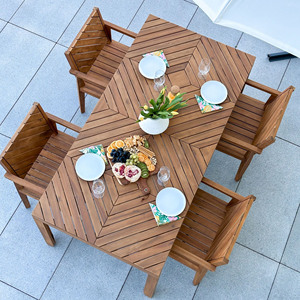 Ensemble de meubles de jardin, table et chaises d'extérieur, meubles en teck massif, ensemble table et chaises d'extérieur - Simone - Product Image 2