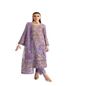 Heavy Embroidered Chiffon <b>Wedding</b> Dresses for Women 3-Piece <b>Suite</b> by Ramsha Volume Dastoor Indian & Pakistani Clothing - Product Image 1