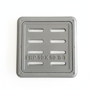 Grille de couverture de caniveau carrée en PRV durable 10x10 pouces, robuste, antidérapante, résistante aux UV, avec poignées en acier inoxydable - Product Image 2