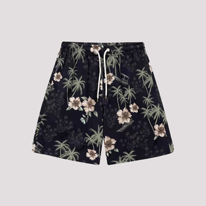 Shorts de bain décontractés personnalisés pour homme, 100 % coton, avec imprimé floral par transfert thermique, style cargo à boutons, sexy - Product Image 2