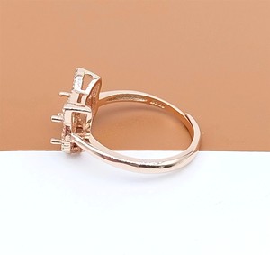 Handmade Rose Gold 925 Silver 6x8mm Oval 4 Prong Semi Mount Cat Design Halo <b>Ring</b> CZ Stone Settings DIY Keepsake Jewelry Findings - Product Image 6