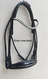 Brida Inglesa de Charol de Alta Calidad para Carreras de Caballos con Hermosas Piedras en la Muserola Equipo de Equitación de la Mejor Calidad - Product Image 3