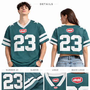 Camiseta Deportiva Vintage OEM Color Verde Azulado, Talla 23, Unisex, Estilo Urbano, Tendencia de Verano, Estilo Americano - Product Image 2