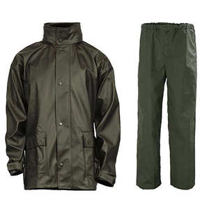 Men Foldable Waterproof <b>Button</b> Up 2 piece Rain Set Compact Travel 100% Polyester Fabric Long Sleeve Elastic Waist Men's <b>Suits</b> - Product Image 1