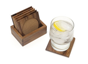 Lot de 4 sous-verres carrés et tapis/tampons classiques en bois naturel écologiques pour tables à manger et bureau - Product Image 5