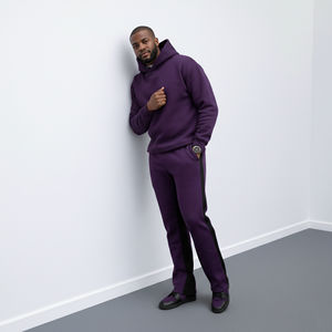 Survêtement complet pour homme, streetwear, imprimé, logo personnalisé, respirant, hiver, violet, pull-over - Product Image 5