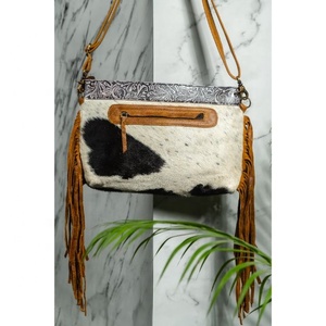 LW Custom Women's Genuine Leather Western Style <b>Shoulder</b> Bag <b>Sling</b> Cross Body with Feather Fringe Assorted Colors Ladies Purse - Product Image 6