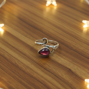 Natural <b>Garnet</b> Gemstone 925 Sterling Silver Handmade <b>Ring</b> Leaf Design Pear Shape Statement Jewelry Gift For Women Mom Sister her - Product Image 6